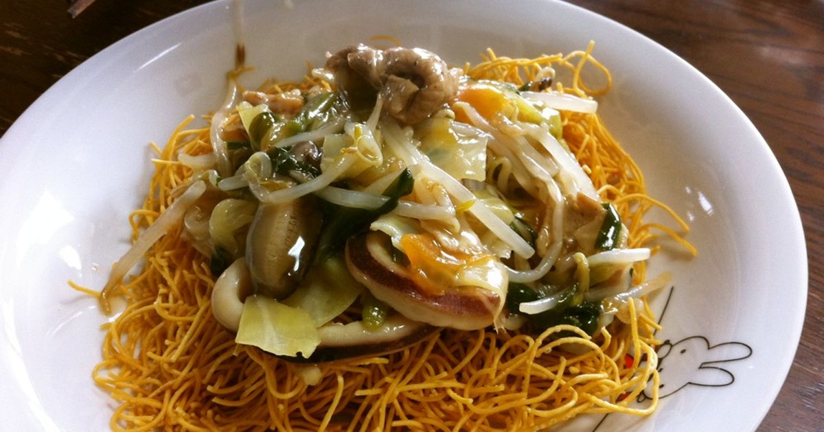 野菜炒めの残りで皿うどん by 兼業主夫G 【クックパッド】 簡単