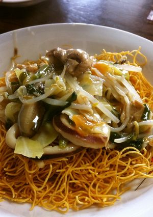 野菜炒めの残りで皿うどん-レシピのメイン写真