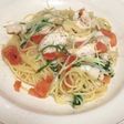 茹で鶏とトマトのパスタ白ワイン風味