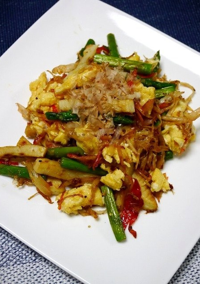簡単！筍とアスパラのほんだし鰹節炒め-レシピのメイン写真