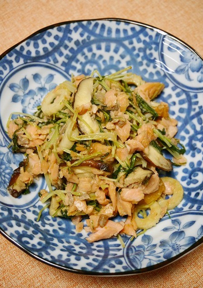 簡単！鮭と水菜の味噌マヨ炒め-レシピのメイン写真