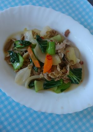 豚バラとチンゲン菜の甘辛炒め♪-レシピのメイン写真