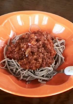 ミートソースそば-レシピのメイン写真