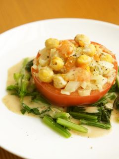 まるごとトマトとひよこ豆のホットサラダ-レシピのメイン写真