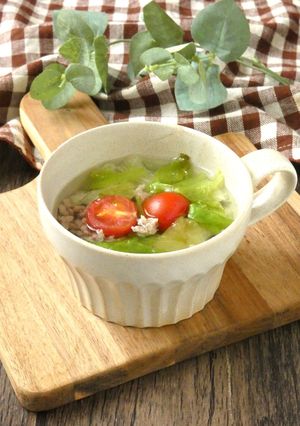 レタスとひき肉の中華スープ-レシピのメイン写真