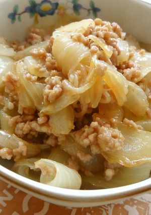 豚ひき肉と玉ねぎとしらたきの煮物-レシピのメイン写真