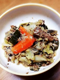 野菜と鯖の味噌煮缶煮のマヨでまとめ-レシピのメイン写真