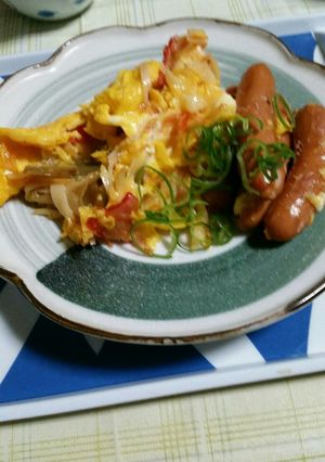 中華風のオムレツ　ソーセージ添え-レシピのメイン写真