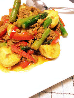 アスパラとじゃがいものトマトカレー炒め-レシピのメイン写真