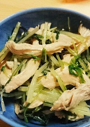 レンジで簡単☆水菜と鶏胸肉の塩こんぶ和え-レシピのメイン写真
