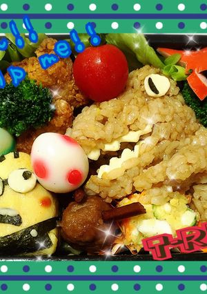 絶体絶命！ミニオンVS恐竜 キャラ弁-レシピのメイン写真