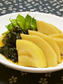 めんつゆで簡単♪筍とわかめと絹さやの煮物-レシピのメイン写真