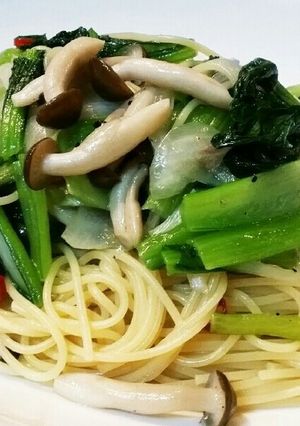 小松菜としめじで だし香る簡単和風パスタ-レシピのメイン写真
