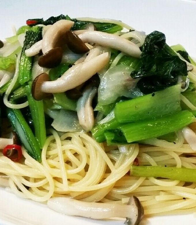 小松菜としめじで だし香る簡単和風パスタ-レシピのメイン写真