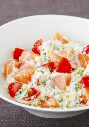 サーモンの和風オクラ豆腐和え-レシピのメイン写真