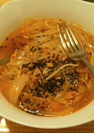 ツナキムチ◎スープパスタ-レシピのメイン写真