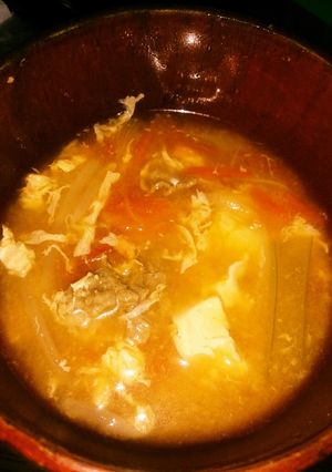 トマトで簡単味噌チゲ風スープ♪-レシピのメイン写真