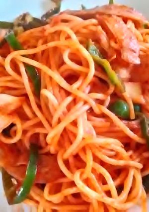 簡単ナポリタン　キムチ風味-レシピのメイン写真