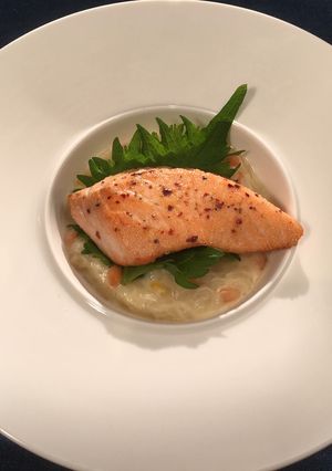七味サーモンの和風リゾット添え-レシピのメイン写真