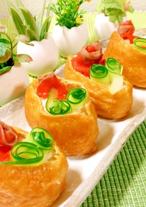 １０分で！お花のくるくるオープンいなり-レシピのメイン写真