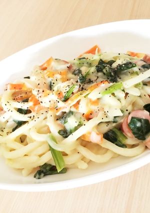 野菜沢山カルボナーラうどん-レシピのメイン写真