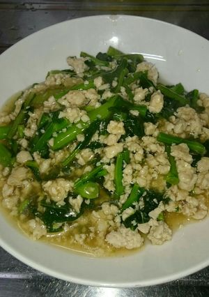 のらぼう菜のひき肉あん-レシピのメイン写真
