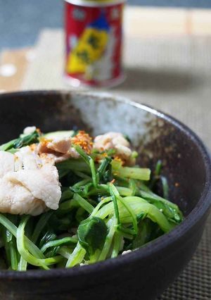 豚バラ肉で壬生菜の簡単煮浸し-レシピのメイン写真