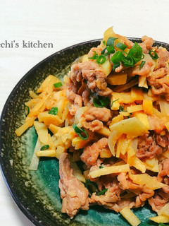 簡単!筍と新玉ねぎと豚肉の甘味噌炒め-レシピのメイン写真