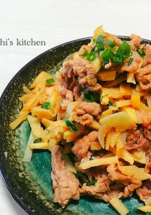 簡単！筍と新玉ねぎと豚肉の甘味噌炒め-レシピのメイン写真