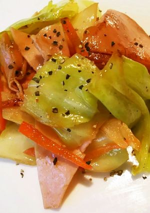お弁当に!キャベツとハムのお酢炒め-レシピのメイン写真