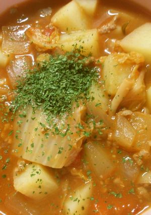 白菜と挽き肉の野菜たっぷりミネストローネ-レシピのメイン写真