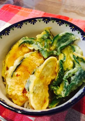 アイスプラントとカボチャの天丼-レシピのメイン写真