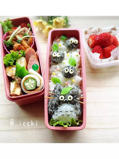 トトロとまっくろくろすけのキャラ弁-レシピのメイン写真