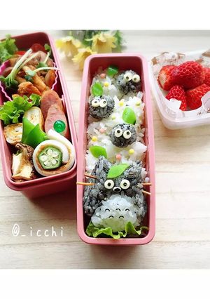 トトロとまっくろくろすけのキャラ弁-レシピのメイン写真