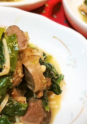 食感が◎【砂肝と小松菜のペッパー炒め】♪-レシピのメイン写真