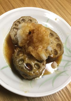 れんこんの豚ひき肉はさみ揚げ(甘酢風味)-レシピのメイン写真