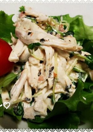 簡単♪柔らか☆鶏胸肉の梅マヨサラダ♪-レシピのメイン写真