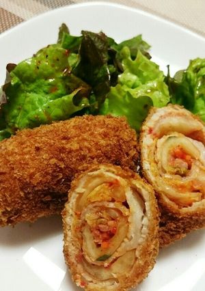 豚肉とキムチの巻き巻きカツ☆-レシピのメイン写真