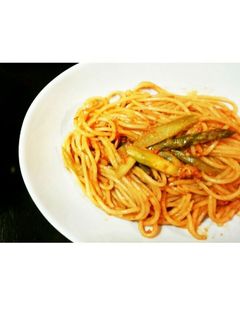 アスパラとベーコンのトマトクリームパスタ-レシピのメイン写真