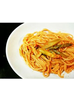アスパラとベーコンのトマトクリームパスタ-レシピのメイン写真