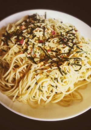 混ぜるだけでとっても美味♡梅茶漬けパスタ-レシピのメイン写真