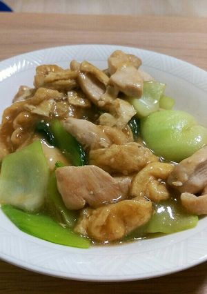 鶏胸肉とチンゲン菜と油揚げの中華風炒め-レシピのメイン写真