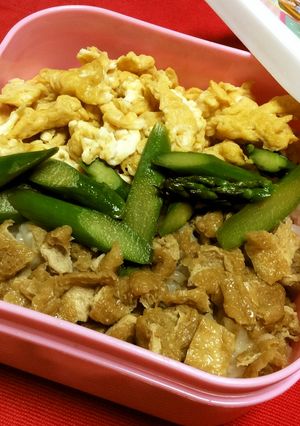 油揚げとアスパラの三色弁当-レシピのメイン写真