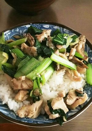 小松菜、鶏肉の炒め丼-レシピのメイン写真