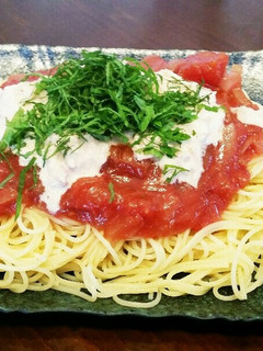 ツナマヨとトマト缶の冷製パスタ。-レシピのメイン写真