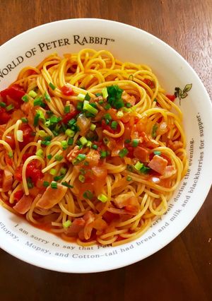 ベーコンとトマトソースのワンポットパスタ-レシピのメイン写真