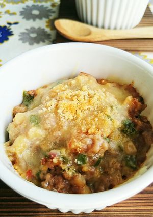 ほうれん草と肉味噌のパスタグラタン-レシピのメイン写真