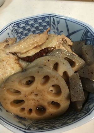 レンコンと手羽先の煮付け-レシピのメイン写真