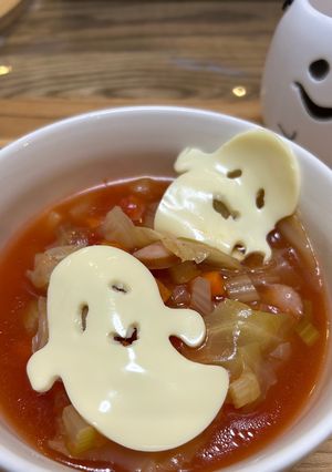 ハロウィン👻ミネストローネ　オバケ入り-レシピのメイン写真