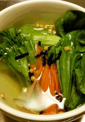 ベジ♪お茶漬けの素で簡単チンゲン菜スープ-レシピのメイン写真